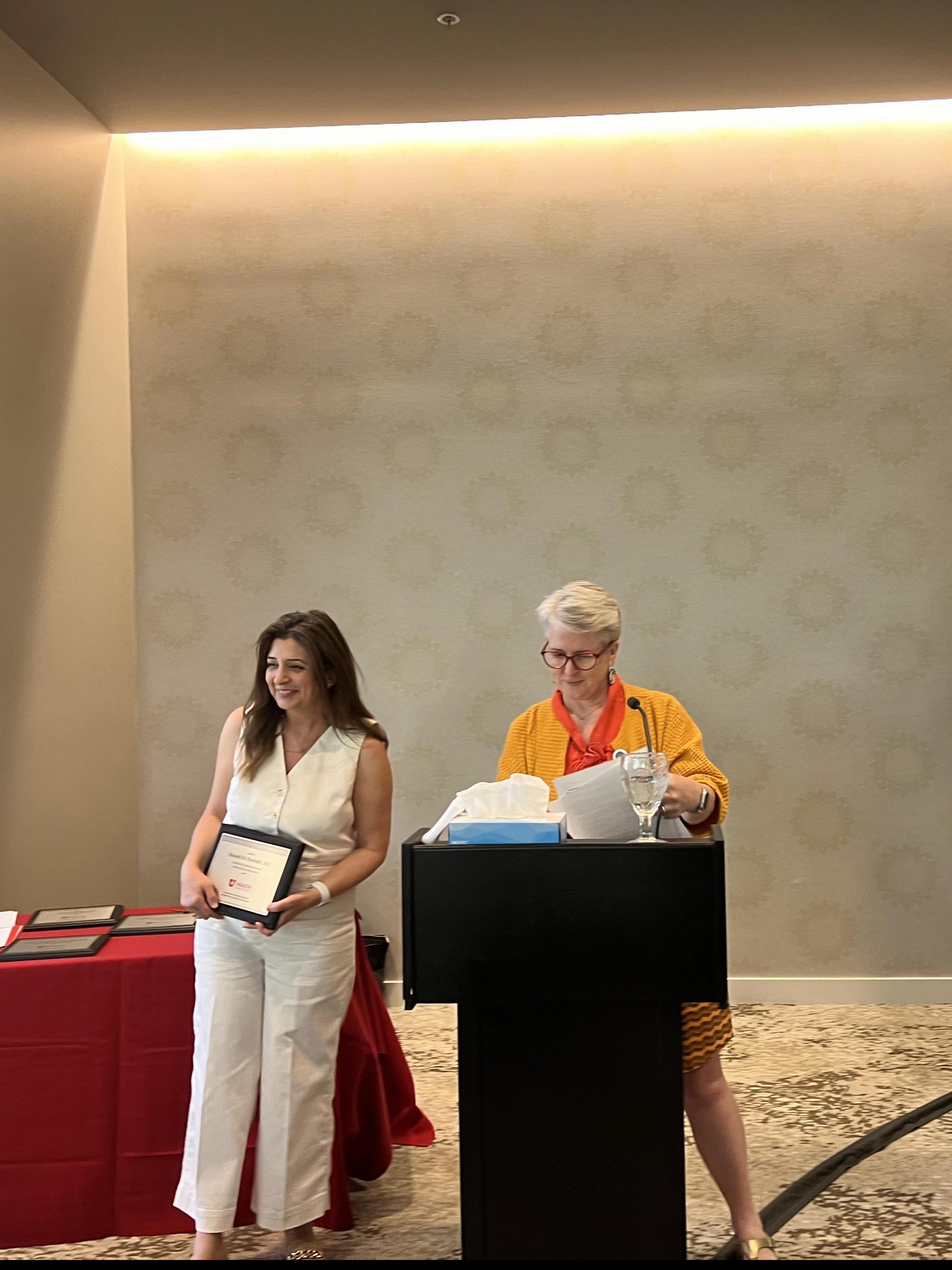Dr. Hanadi Farrukh and Dr. Molly Conroy award ceremony